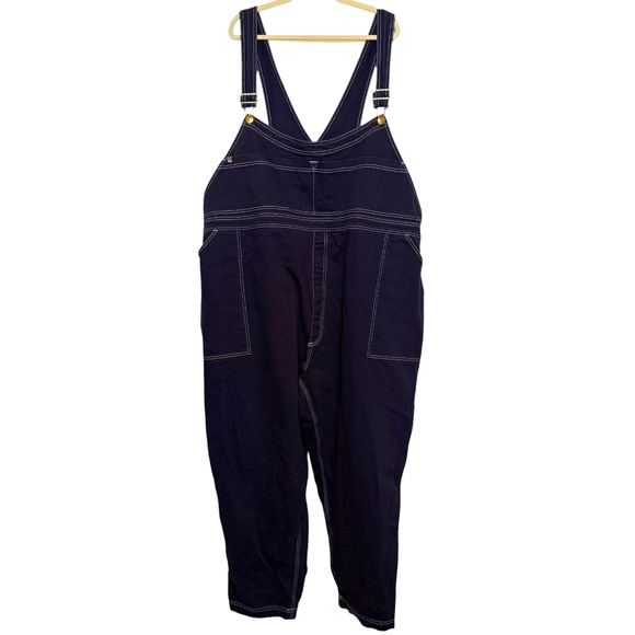 Big Bud Press Pants - Big Bud Press Overalls Navy Blue White Stitching Plus Size 4X